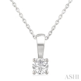 1/5 Ctw Prong Set Round Cut Diamond Solitaire Pendant With Chain in 14K White Gold